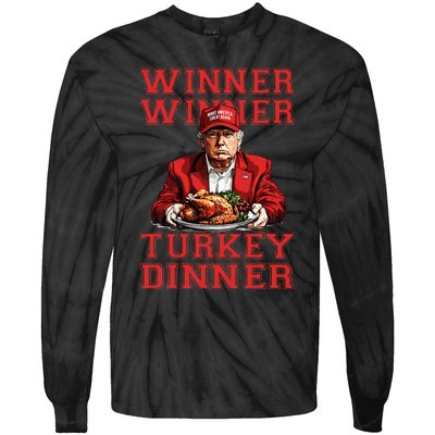 Winner Winner Turkey Dinner Humor Funny Trump Thanksgiving Tie-Dye Long Sleeve Shirt