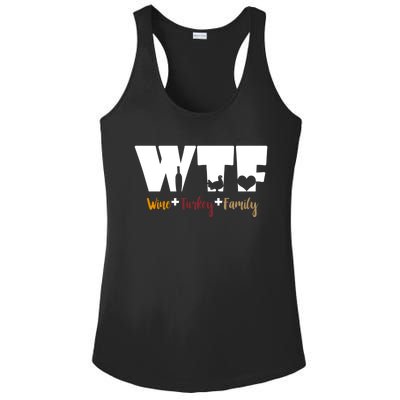 Wtf Wine Turkey Family Funny Happy Thanksgiving Celebration Gift Ladies PosiCharge Competitor Racerback Tank