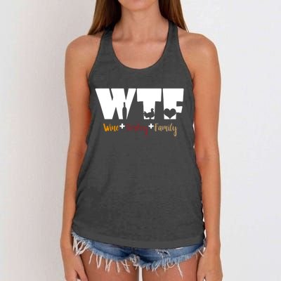 Wtf Wine Turkey Family Funny Happy Thanksgiving Celebration Gift Women's Knotted Racerback Tank