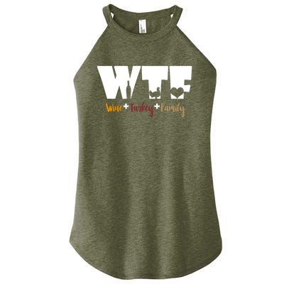 Wtf Wine Turkey Family Funny Happy Thanksgiving Celebration Gift Women's Perfect Tri Rocker Tank