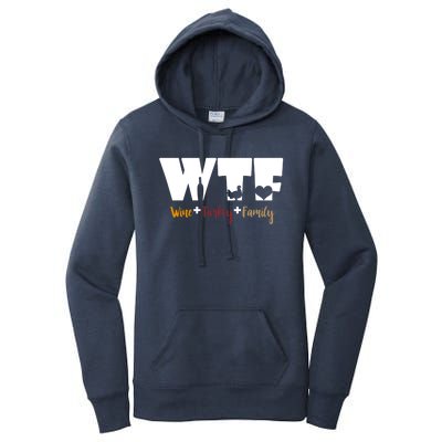 Wtf Wine Turkey Family Funny Happy Thanksgiving Celebration Gift Women's Pullover Hoodie