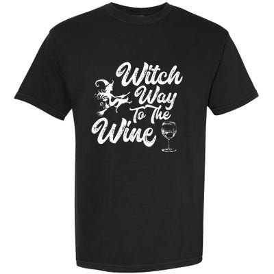 Witch Way To The Wine Funny Halloween Wine Lovers Witch Pun Garment-Dyed Heavyweight T-Shirt