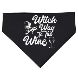 Witch Way To The Wine Funny Halloween Wine Lovers Witch Pun USA-Made Doggie Bandana