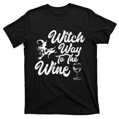 Witch Way To The Wine Funny Halloween Wine Lovers Witch Pun T-Shirt