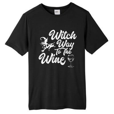 Witch Way To The Wine Funny Halloween Wine Lovers Witch Pun Tall Fusion ChromaSoft Performance T-Shirt