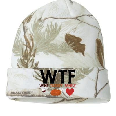 WTF Wine Turkey Family Funny Thanksgiving Kati Licensed 12" Camo Beanie