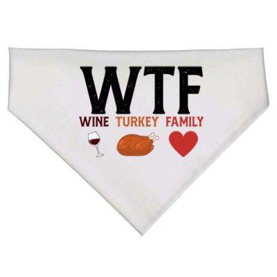 WTF Wine Turkey Family Funny Thanksgiving USA-Made Doggie Bandana