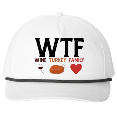 WTF Wine Turkey Family Funny Thanksgiving Snapback Five-Panel Rope Hat