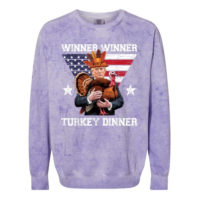 Winner Winner Turkey Dinner Trump Thanksgiving Fun Colorblast Crewneck Sweatshirt