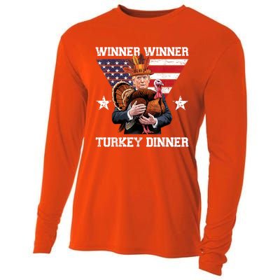 Winner Winner Turkey Dinner Trump Thanksgiving Fun Cooling Performance Long Sleeve Crew