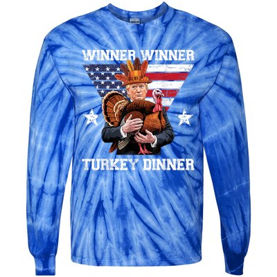 Winner Winner Turkey Dinner Trump Thanksgiving Fun Tie-Dye Long Sleeve Shirt