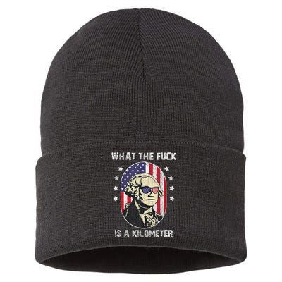 WTF What The Fuck Is A Kilometer George Washington Vintage Sustainable Knit Beanie