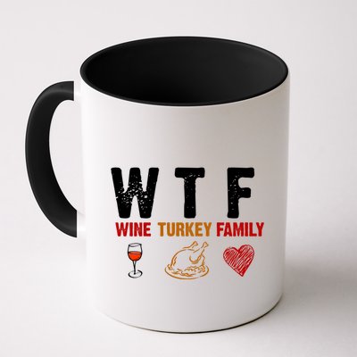 WTF Wine Turkey Family Thanksgiving Dinner Mug