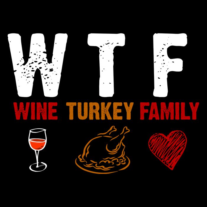 WTF Wine Turkey Family Thanksgiving Dinner Drawstring Bag