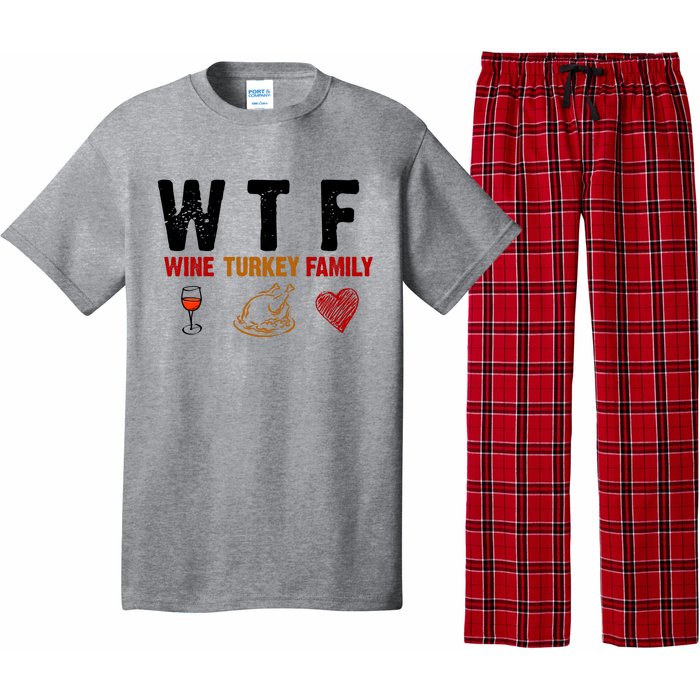 WTF Wine Turkey Family Thanksgiving Dinner Pajama Set