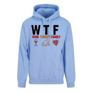 WTF Wine Turkey Family Thanksgiving Dinner Unisex Surf Hoodie