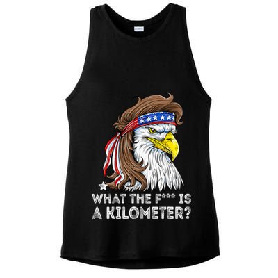 WTF What The Fuck Is A Kilometer George Washington Eagle Mullet Ladies PosiCharge Tri-Blend Wicking Tank