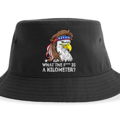WTF What The Fuck Is A Kilometer George Washington Eagle Mullet Sustainable Bucket Hat