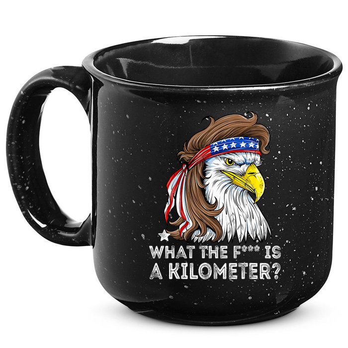 WTF What The Fuck Is A Kilometer George Washington Eagle Mullet 15oz Campfire Ceramic Mug