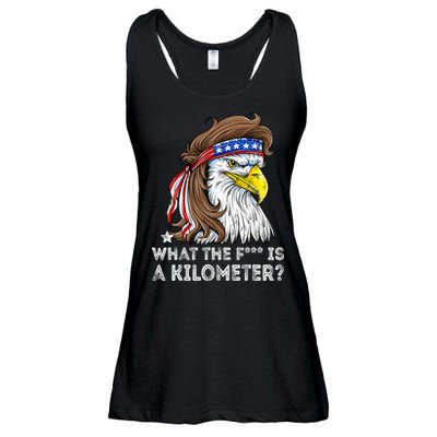 WTF What The Fuck Is A Kilometer George Washington Eagle Mullet Ladies Essential Flowy Tank