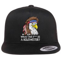 WTF What The Fuck Is A Kilometer George Washington Eagle Mullet Flat Bill Trucker Hat