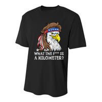 WTF What The Fuck Is A Kilometer George Washington Eagle Mullet Youth Performance Sprint T-Shirt