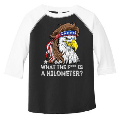 WTF What The Fuck Is A Kilometer George Washington Eagle Mullet Toddler Fine Jersey T-Shirt