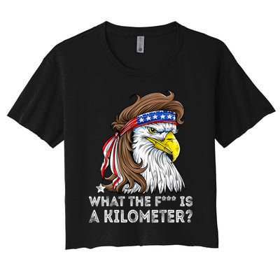 WTF What The Fuck Is A Kilometer George Washington Eagle Mullet Women's Crop Top Tee