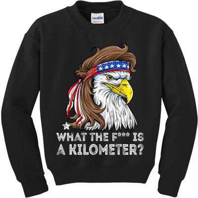 WTF What The Fuck Is A Kilometer George Washington Eagle Mullet Kids Sweatshirt