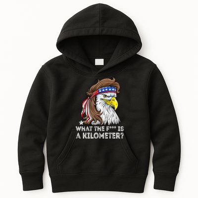 WTF What The Fuck Is A Kilometer George Washington Eagle Mullet Kids Hoodie