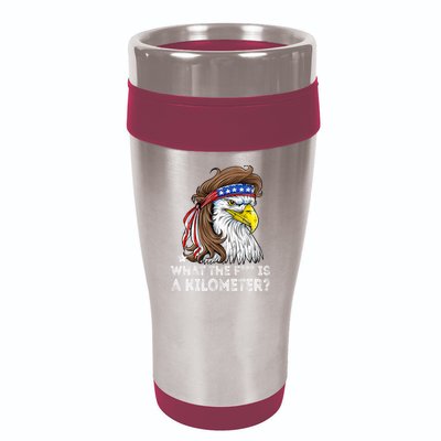 WTF What The Fuck Is A Kilometer George Washington Eagle Mullet 16oz Travel Tumbler