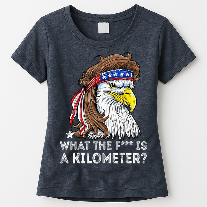 WTF What The Fuck Is A Kilometer George Washington Eagle Mullet Womens T-Shirt