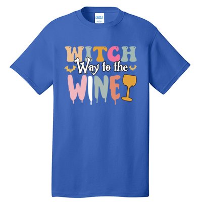 Witch Way To The Wine Funny Halloween Party Design Gift Tall T-Shirt