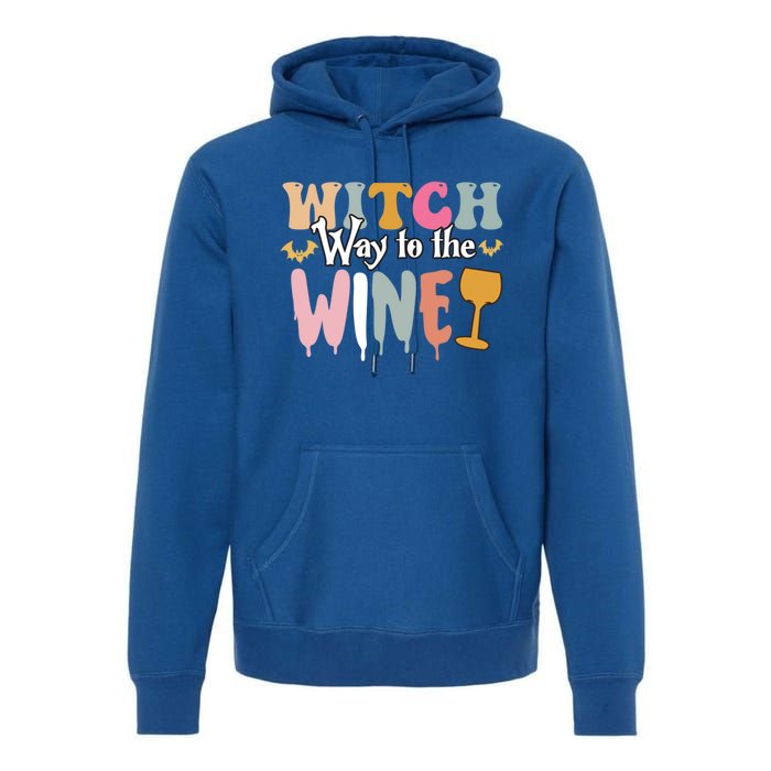 Witch Way To The Wine Funny Halloween Party Design Gift Premium Hoodie