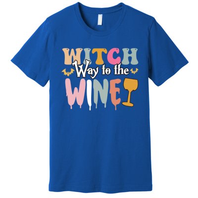 Witch Way To The Wine Funny Halloween Party Design Gift Premium T-Shirt