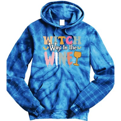 Witch Way To The Wine Funny Halloween Party Design Gift Tie Dye Hoodie