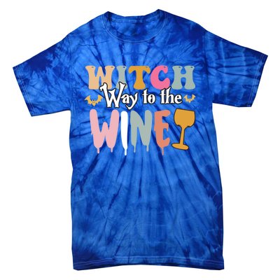 Witch Way To The Wine Funny Halloween Party Design Gift Tie-Dye T-Shirt