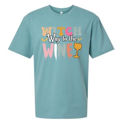 Witch Way To The Wine Funny Halloween Party Design Gift Sueded Cloud Jersey T-Shirt