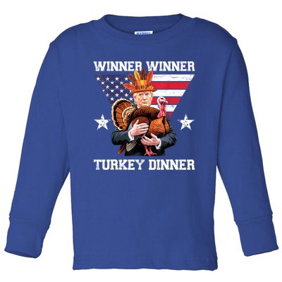 Winner Winner Turkey Dinner Trump Thanksgiving Fun Toddler Long Sleeve Shirt