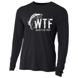 Wtf Wheres The Fish Funny Fishing Cooling Performance Long Sleeve Crew