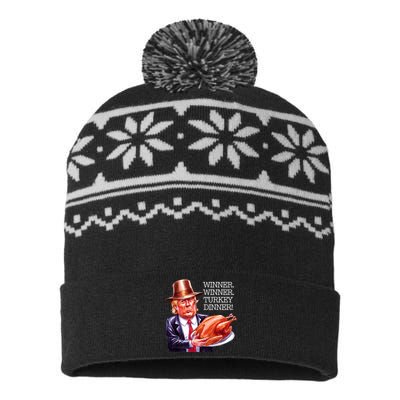 Winner Winner Turkey Dinner Thanksgiving Humor Premium USA-Made Snowflake Beanie