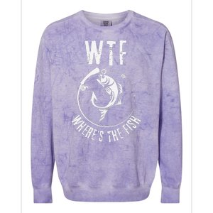 Wtf WhereS The Fish Funny Fishing Design Colorblast Crewneck Sweatshirt