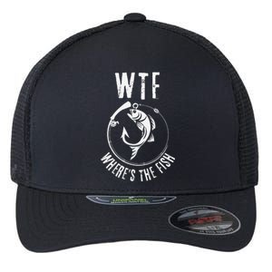 Wtf WhereS The Fish Funny Fishing Design Flexfit Unipanel Trucker Cap