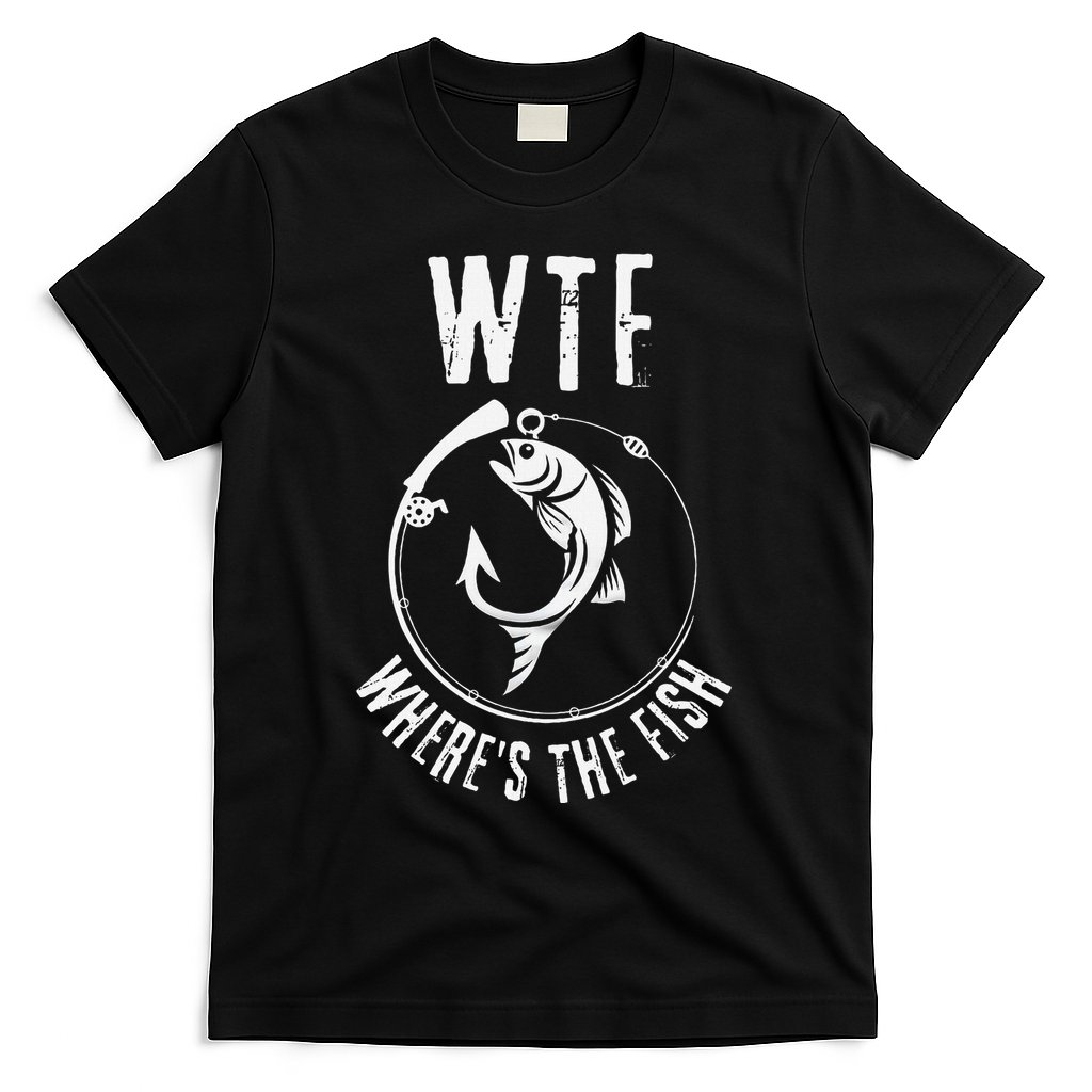 Wtf WhereS The Fish Funny Fishing Design T-Shirt
