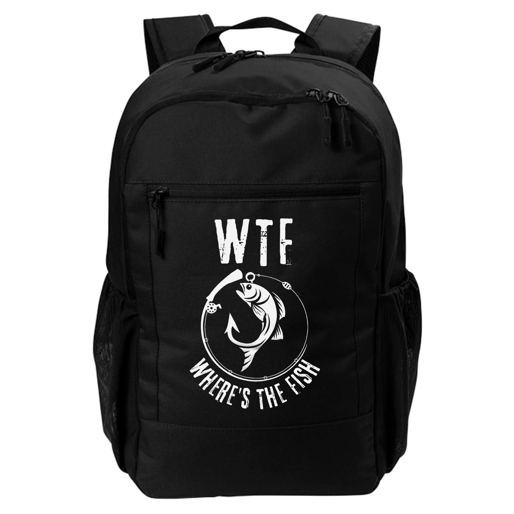 Wtf WhereS The Fish Funny Fishing Design Backpack