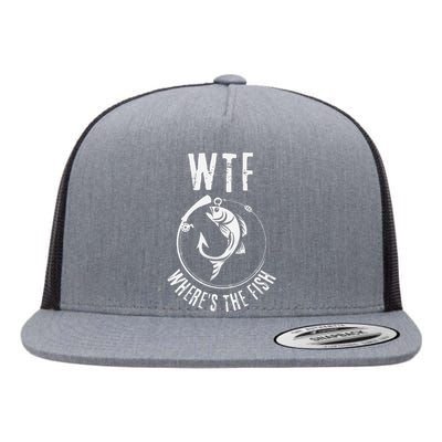 Wtf WhereS The Fish Funny Fishing Design Flat Bill Trucker Hat