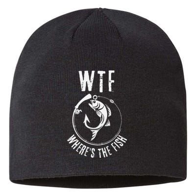 Wtf WhereS The Fish Funny Fishing Design Sustainable Beanie