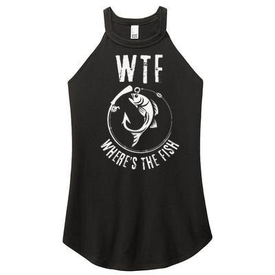 Wtf WhereS The Fish Funny Fishing Design Women’s Perfect Tri Rocker Tank