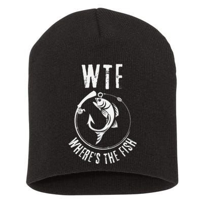 Wtf WhereS The Fish Funny Fishing Design Short Acrylic Beanie