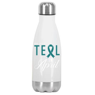 We Wear Teal In April Sexual Assault Awareness Gift Stainless Steel Insulated Water Bottle